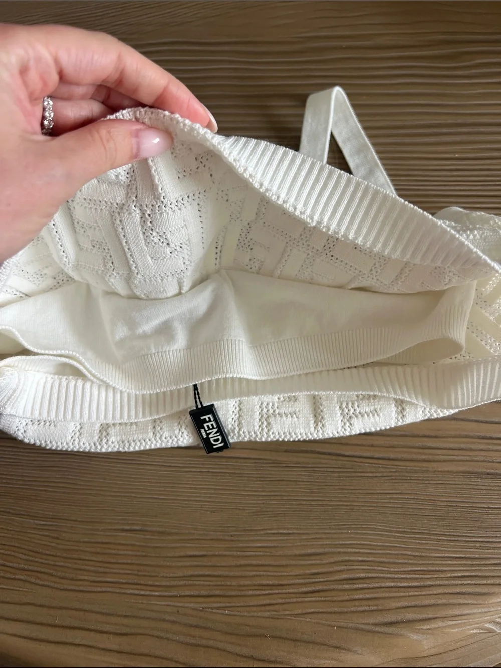 Fendi Cream FF Jacquard Knit Bandeau Top Xs - Picture 7 of 7